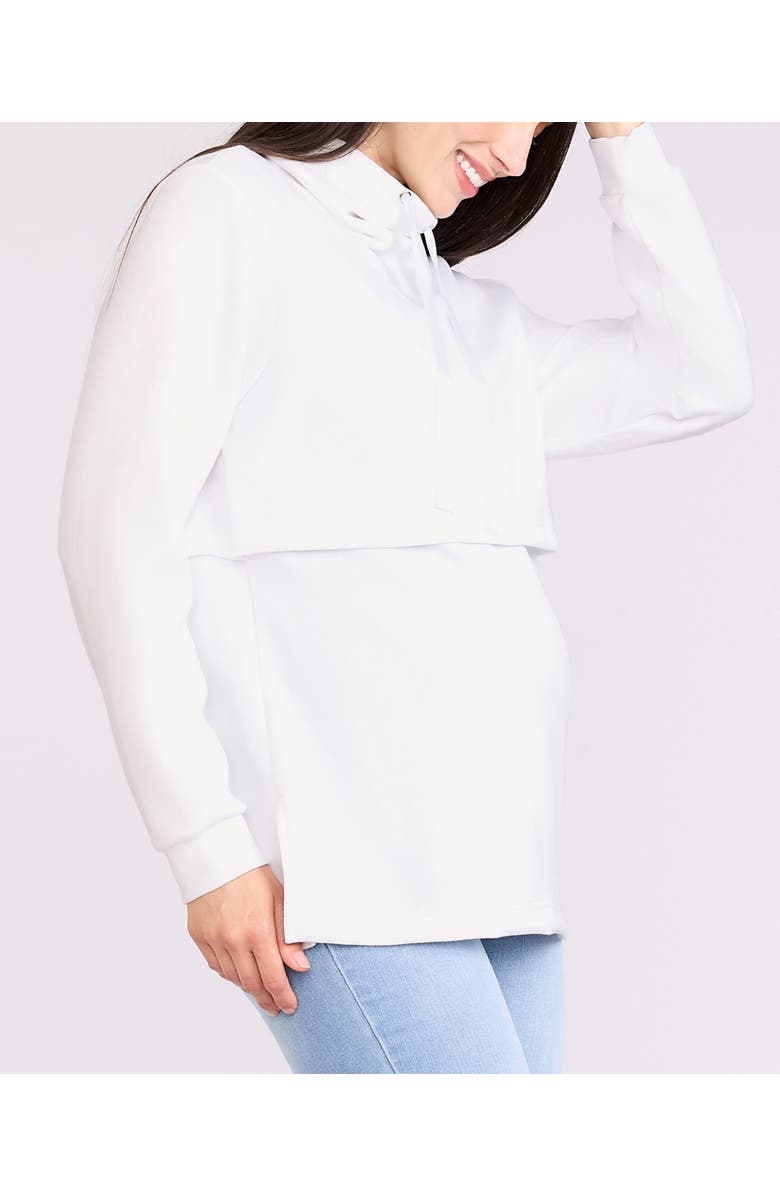 MOTHERHOOD MATERNITY Funnel Neck Pullover Nursing Sweatshirt, Alternate, color, White