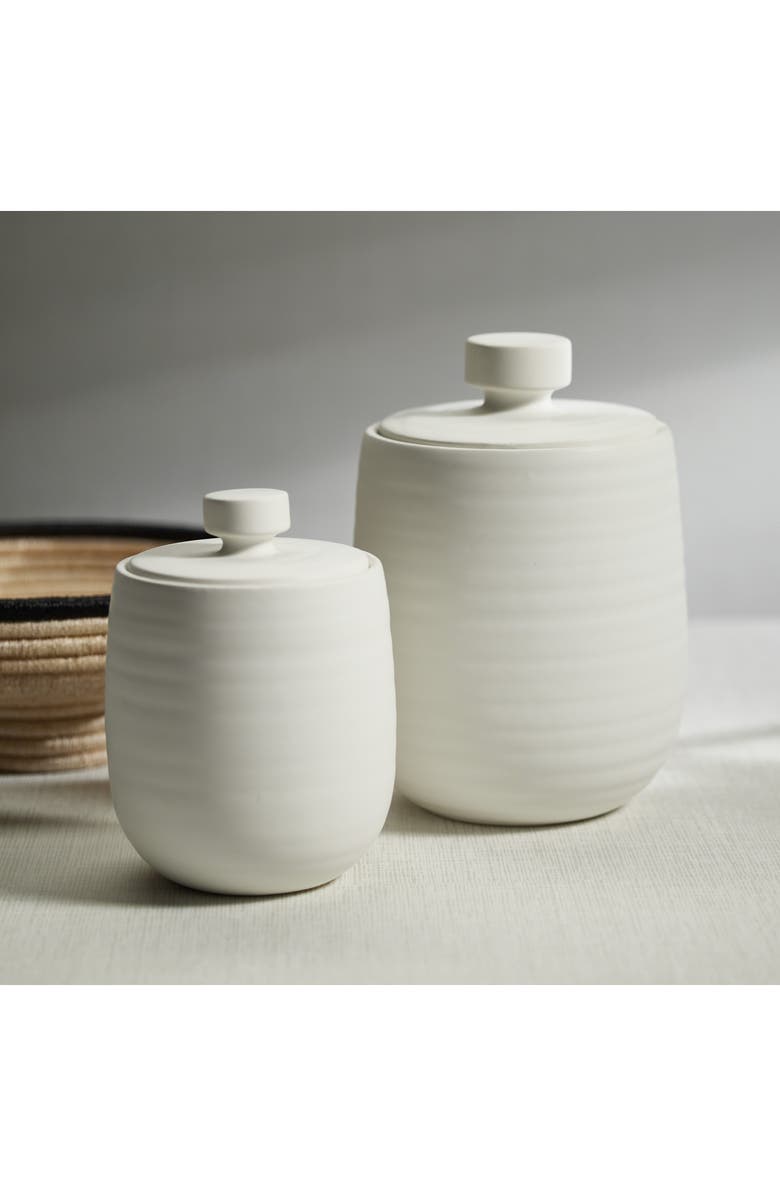 Zodax Azores Lidded Ceramic Vase, Alternate, color, White