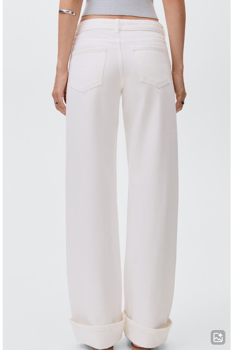Cuff Hem Wide Leg Jeans, Alternate, color, OFF WHITE