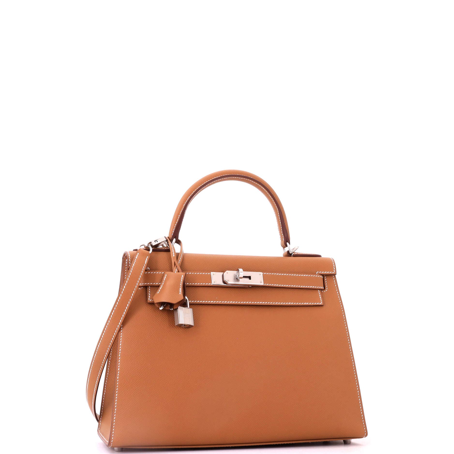 Kelly Handbag Brown Epsom with Palladium Hardware 28, Alternate, color, Gold