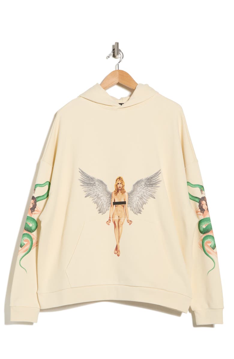 Palm Angels Cotton Graphic Hoodie, Main, color, Ivory