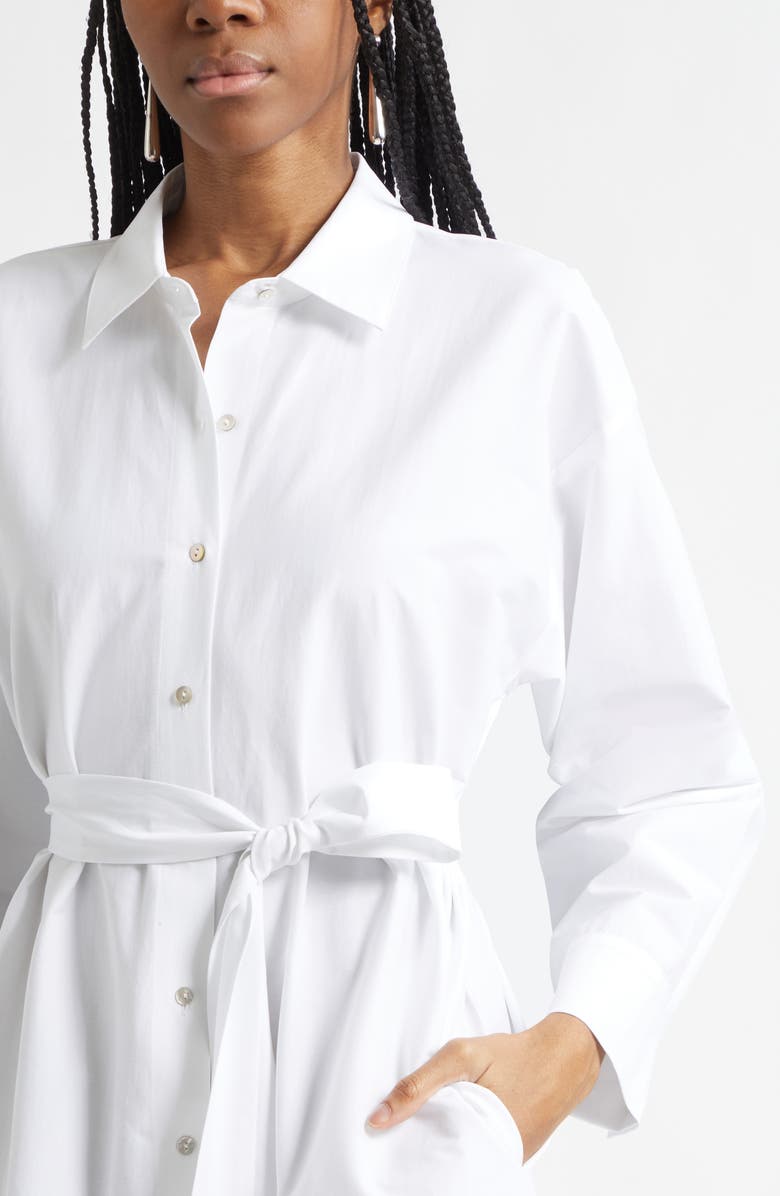L'AGENCE Ridley Tie Waist Long Sleeve Maxi Shirtdress, Alternate, color, White