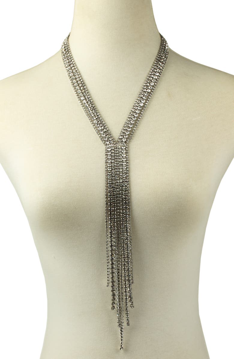 EYE CANDY LOS ANGELES Cindy Long Fringe Necklace, Alternate, color, Silver