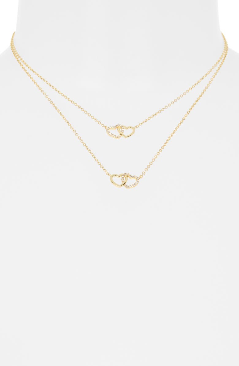 Leith Together Is My Favorite Place To Be Set of 2 Infinity Heart Necklaces, Alternate, color, Clear- Gold