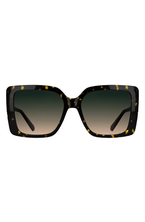 Amber Filigree 56mm Gradient Rectangular Sunglasses