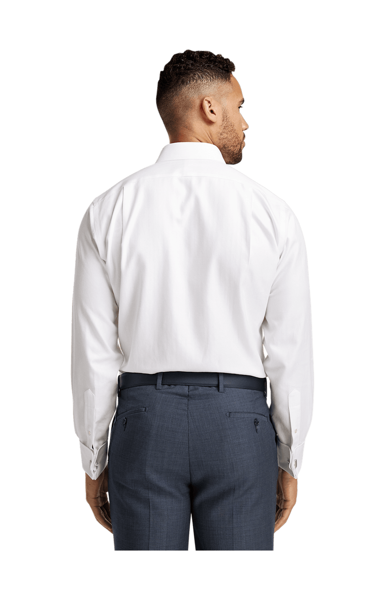 Paul Fredrick Non-iron Cotton Herringbone Point Collar French Cuff Dress Shirt, Alternate, color, White