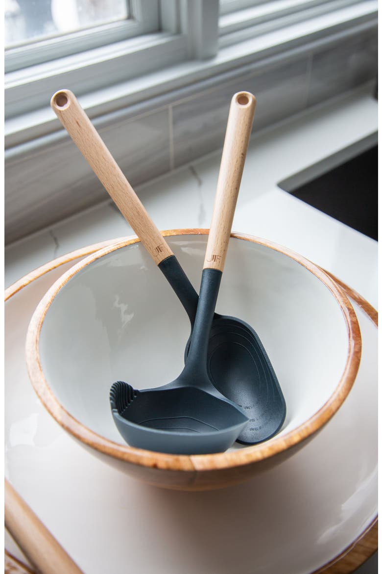 Wood + White Collection Mango Wood Serving Bowl, Large, Alternate, color, White, Brown