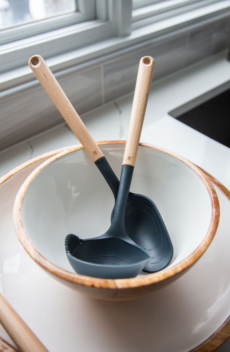 Jeanne Fitz Wood + White Collection Mango Wood Serving Bowl, Large, Alternate, color, White, Brown