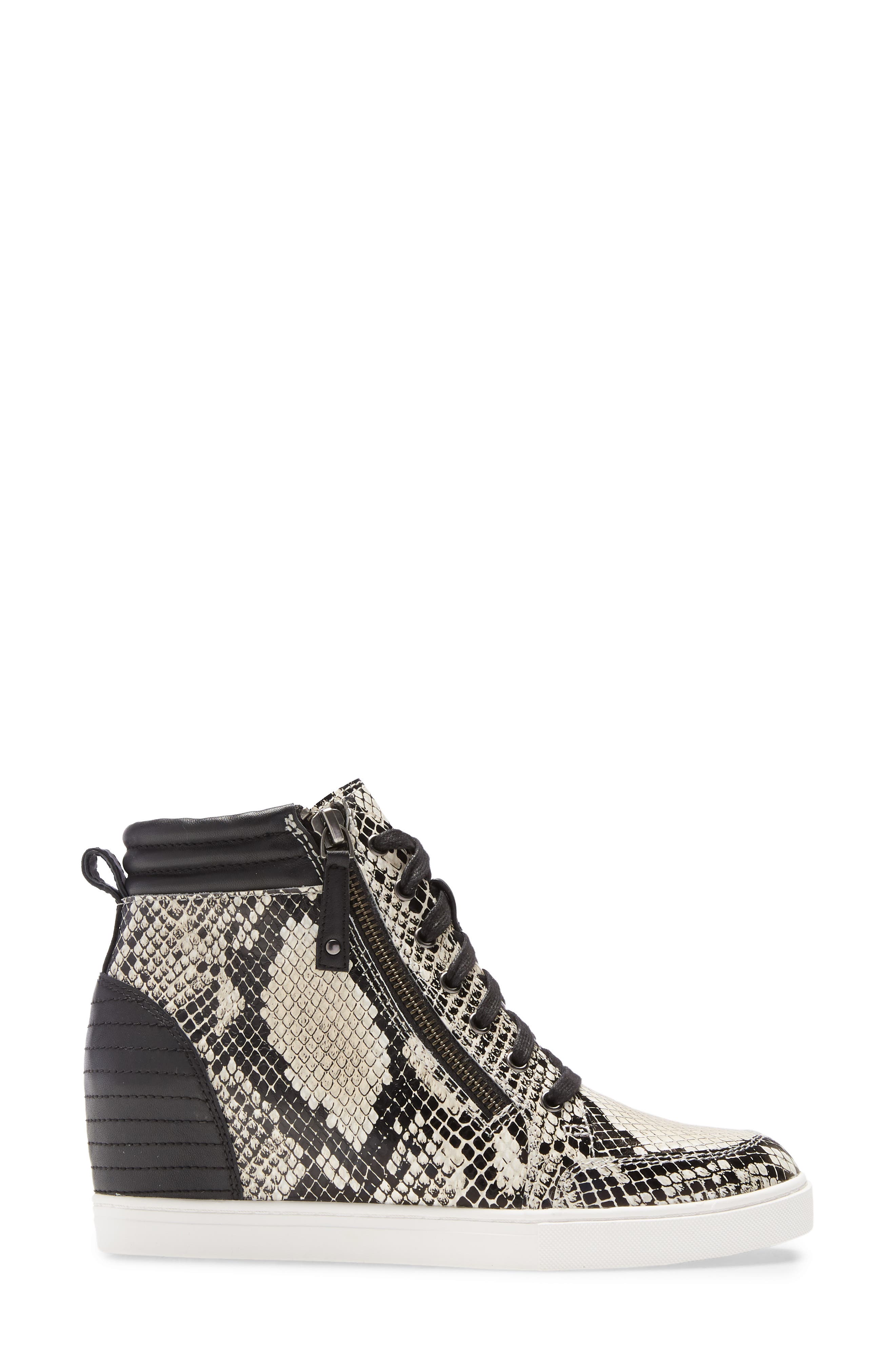 Linea Paolo Niya Wedge Sneaker, Alternate, color, Cream Snake Print Leather