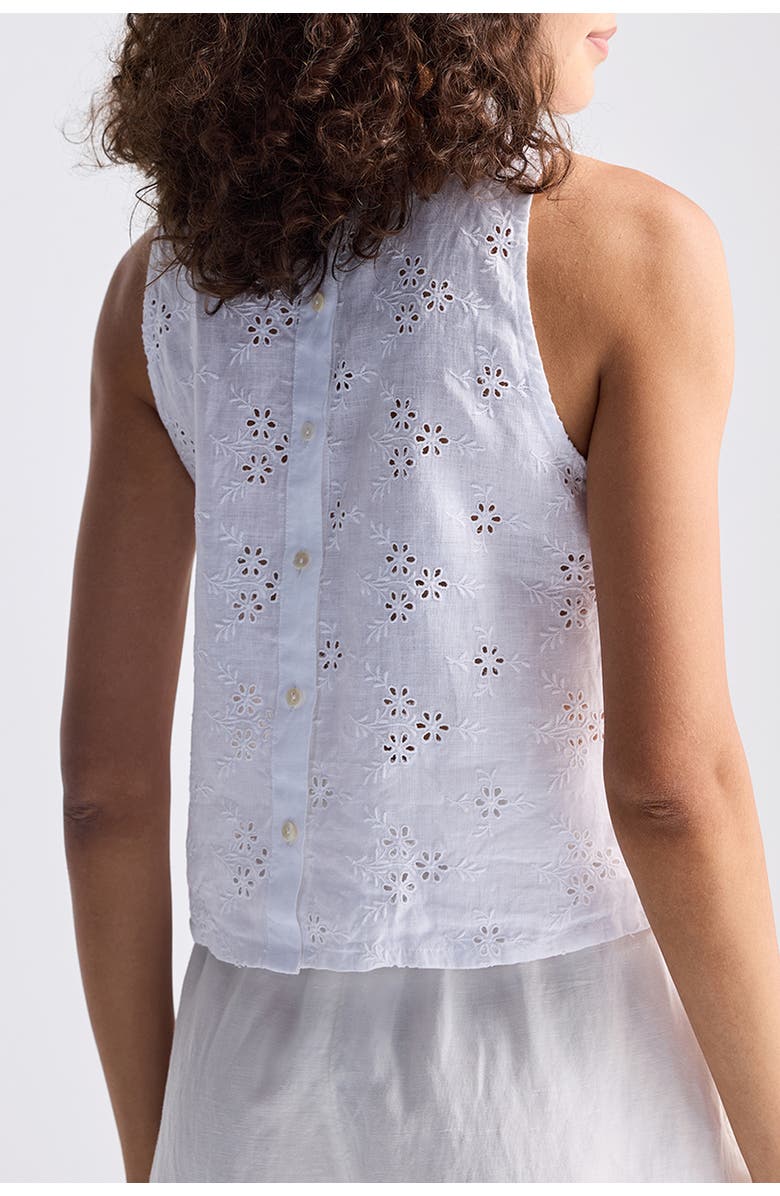 Reistor Button Back Embroidered Crop Top, Alternate, color, Coconut White