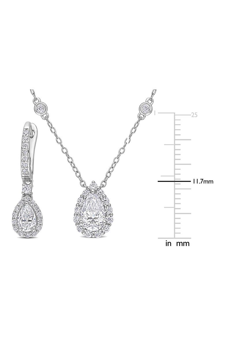 Lab Grown Moissanite Pendant Necklace & Drop Earrings Set, Alternate, color, SILVER