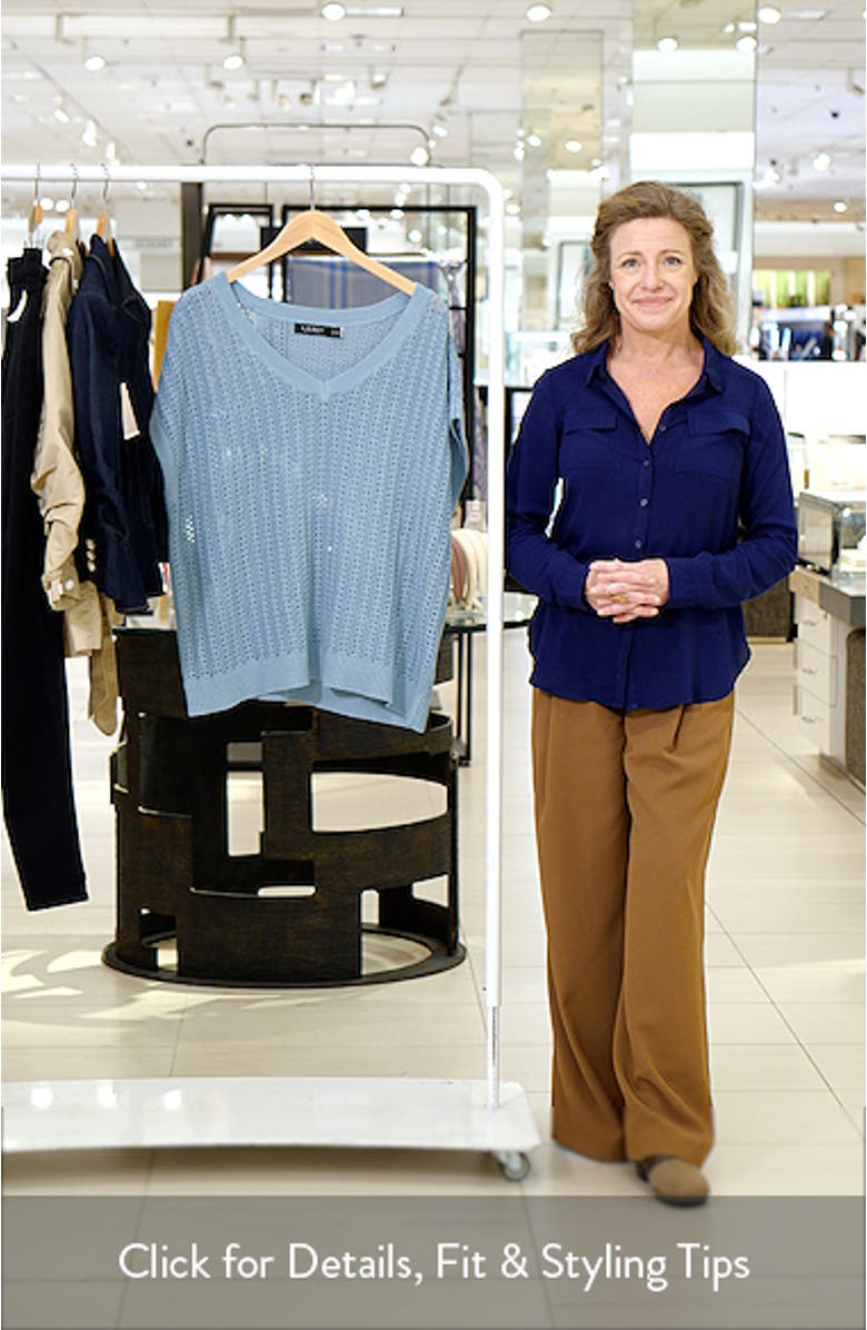Short Sleeve Sheer Cotton Blend Sweater, sales video thumbnail