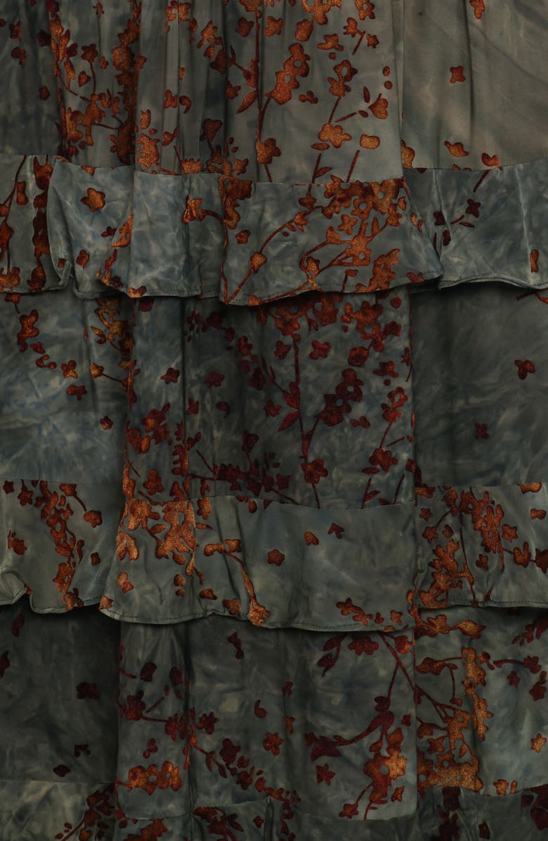 Petal & Pup Wendi Print Tiered Maxi Dress, Alternate, color, Jade/ Brown