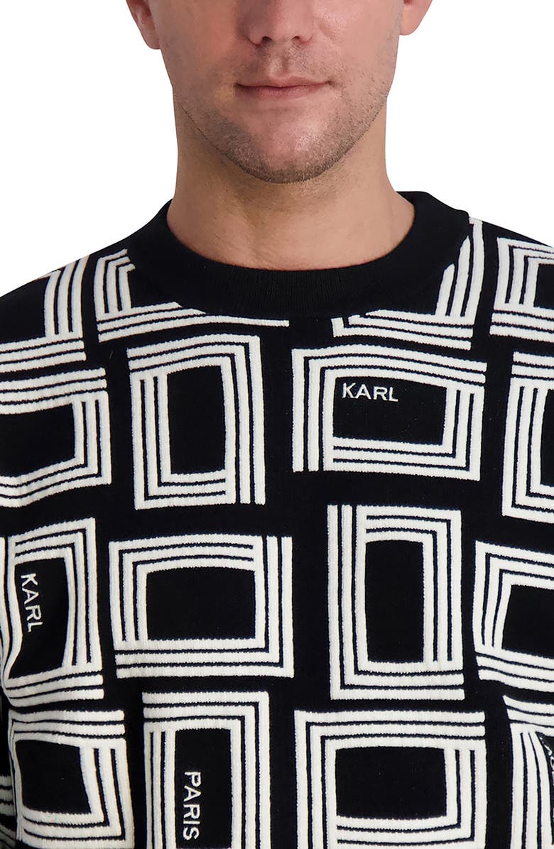 KARL LAGERFELD PARIS Monogram Raised Jacquard Square Sweater, Alternate, color, 