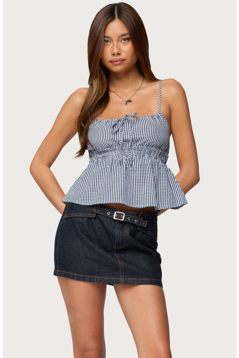 Zahara Gingham Babydoll Camisole, Alternate, color, NAVY