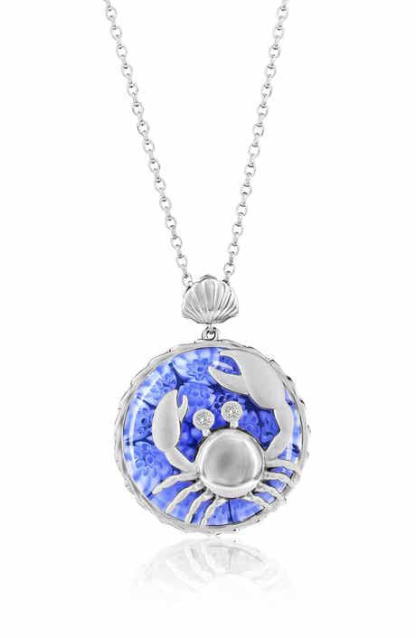SIMONA Sterling Silver Venetian Murano Glass Pendant Necklace
