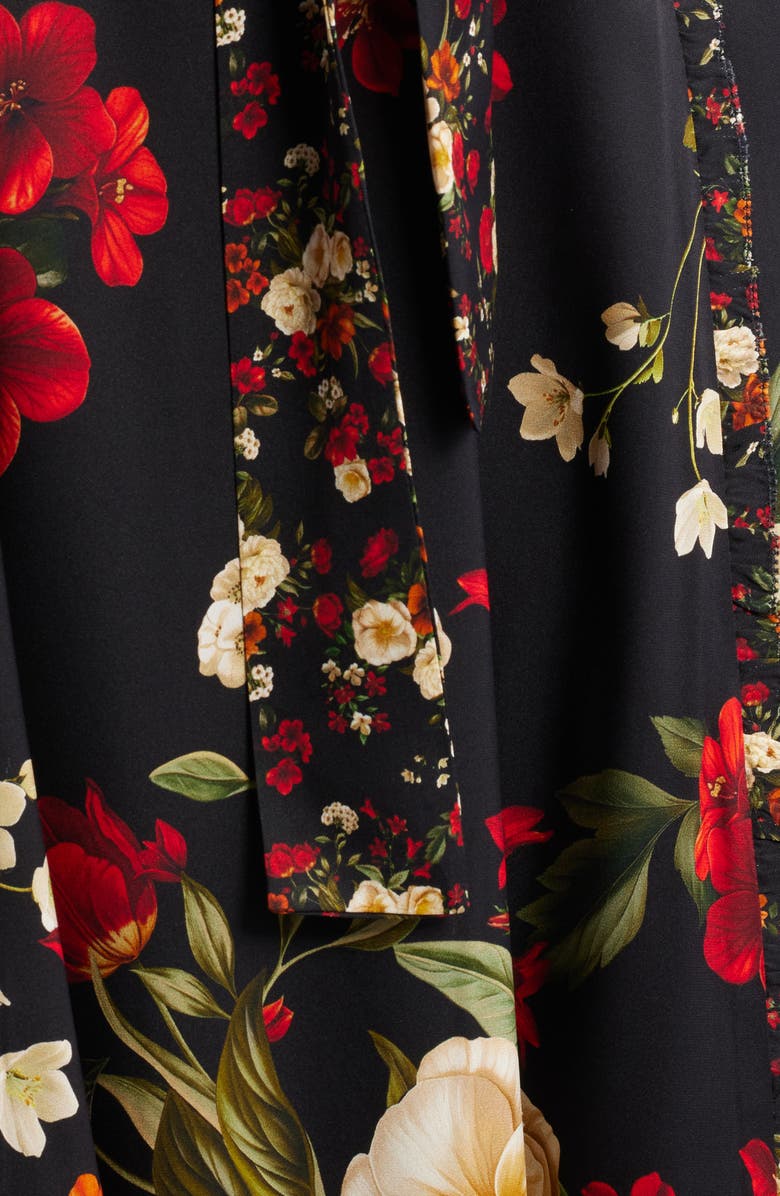 Elie Tahari The Mila Floral Long Sleeve Stretch Silk Shirtdress, Alternate, color, Lovestruck Black