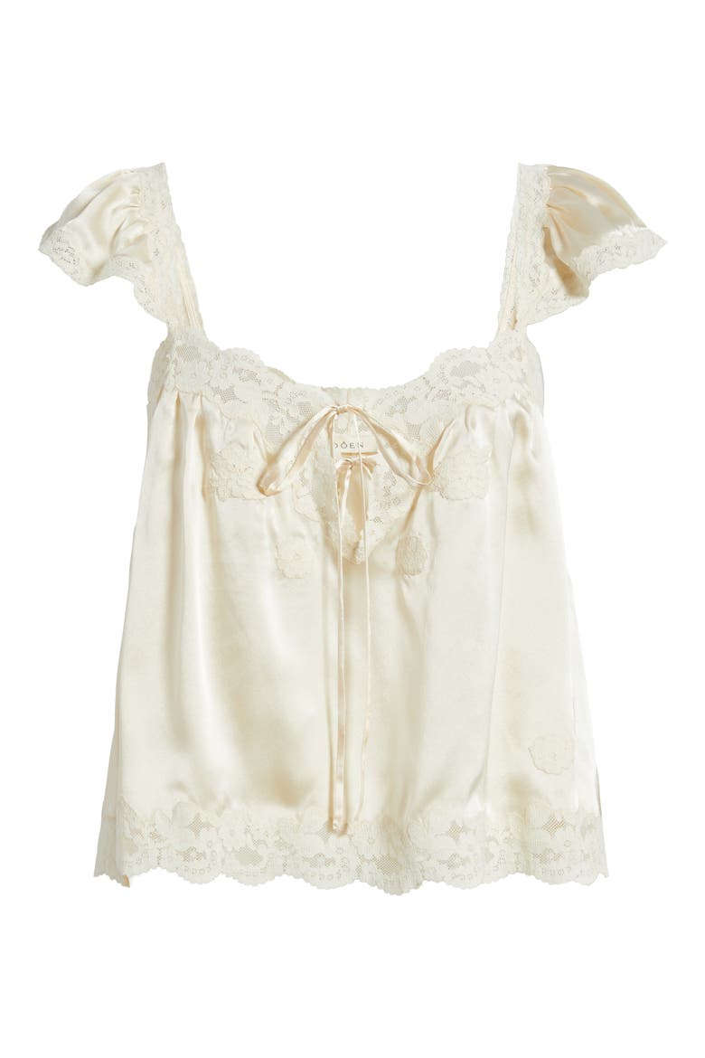 Rosalee Silk Top with Lace Trim, Alternate, color, CANDLELIGHT