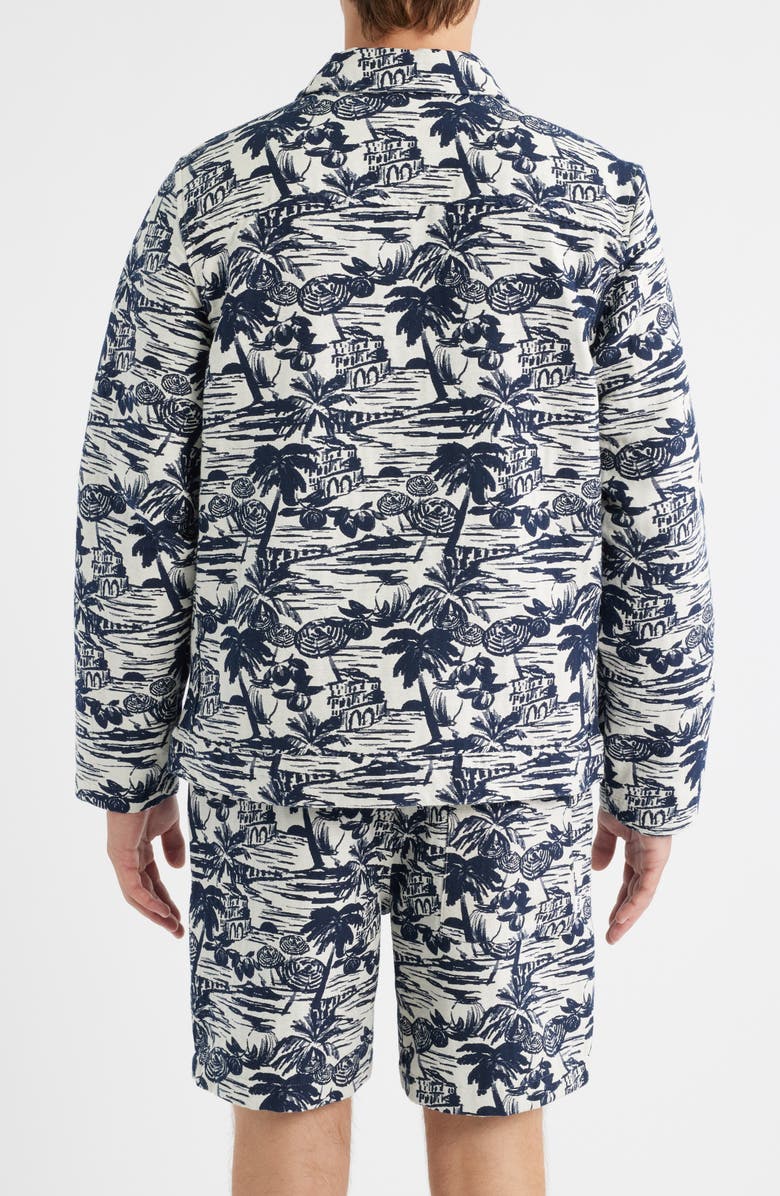 Wax London Iggy Beach Scene Cotton Blend Jacquard Jacket, Alternate, color, Navy / Ecru