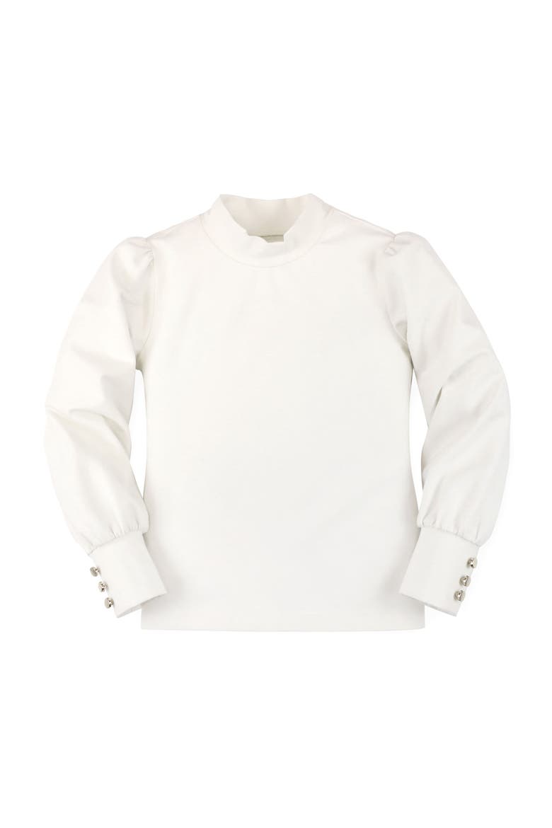 Kids' Long Sleeve Mock Neck Balloon Sleeve Top, Alternate, color, Soft White Mock Neck