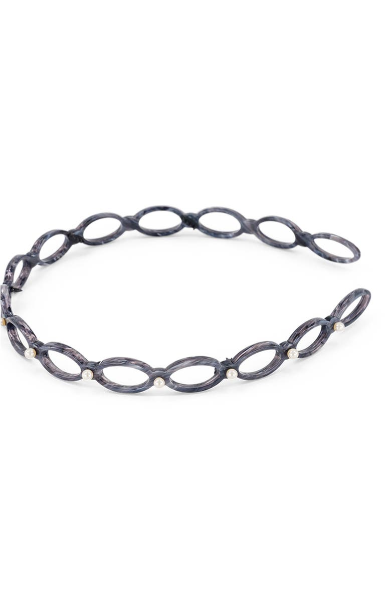 Alexandre de Paris Cutout Ultracomfort Acetate And Pearls Headband, Alternate, color, Black