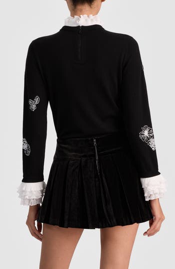 Carolann Embroidered Stretch Wool Sweater