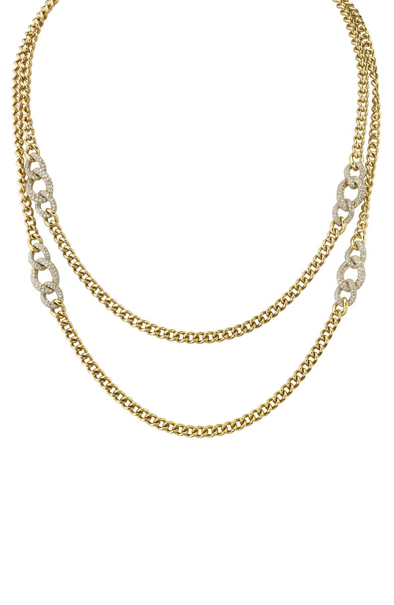 SHAY Pavé Diamond Baby Link Layered Necklace, Main, color, 