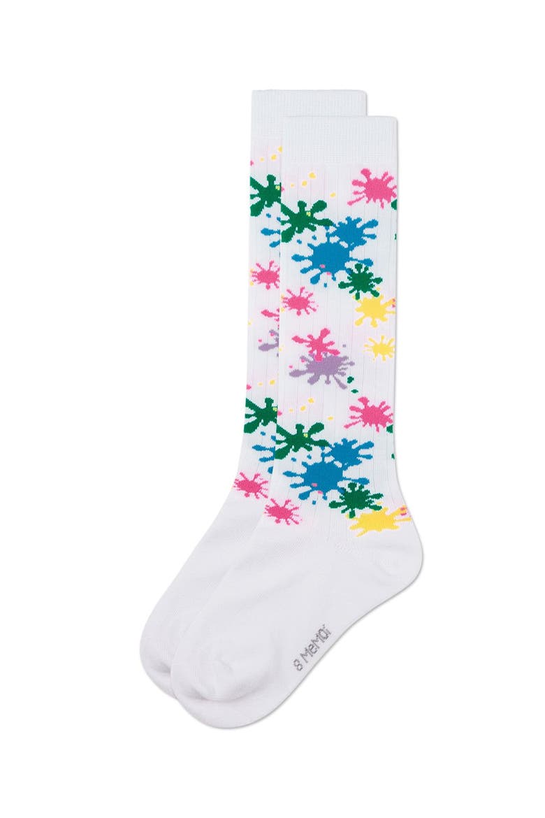 Stretch Splatter Paint Knee Sock, Alternate, color, White