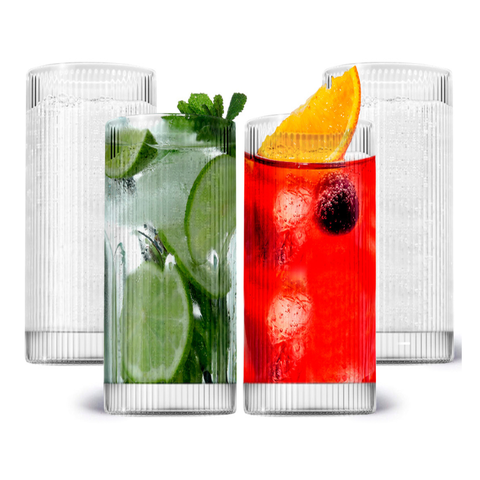 Vintage Straight Line Tumbler - 12oz - Set of 4