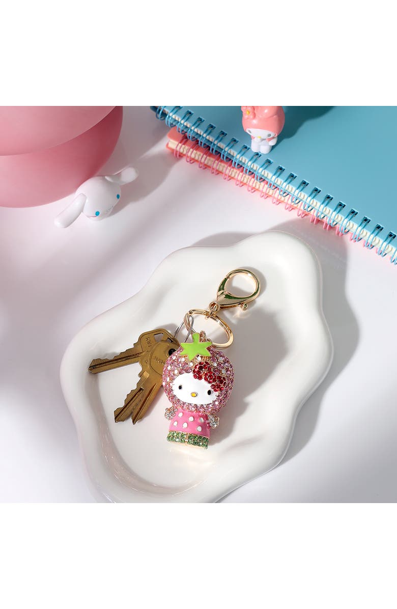 Hello Kitty x Strawberry Shortcake Crystal Pavé Bag Charm Keychain, Alternate, color, Pink, Multi