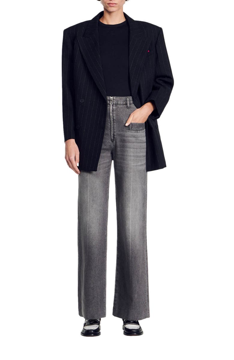 SANDRO Embroidered vest top, Alternate, color, Black