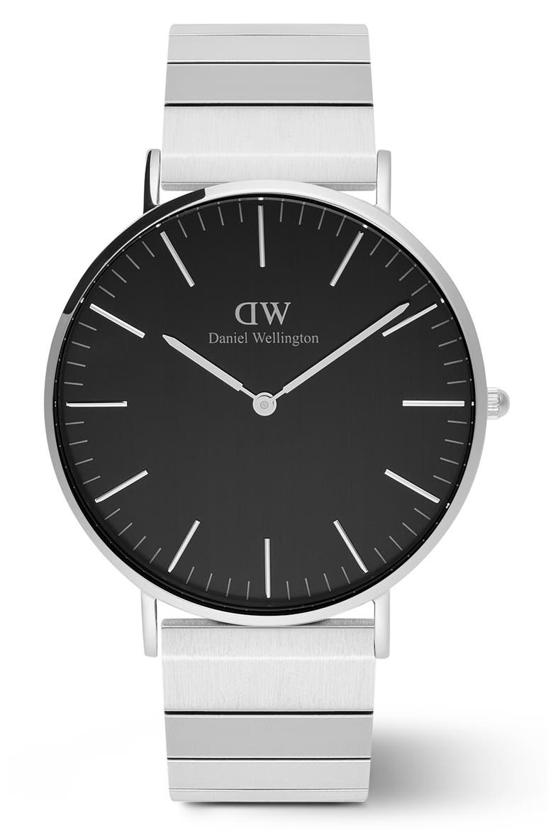 Classic Piano Link Bracelet Watch, 40mm, Main, color, SILVER
