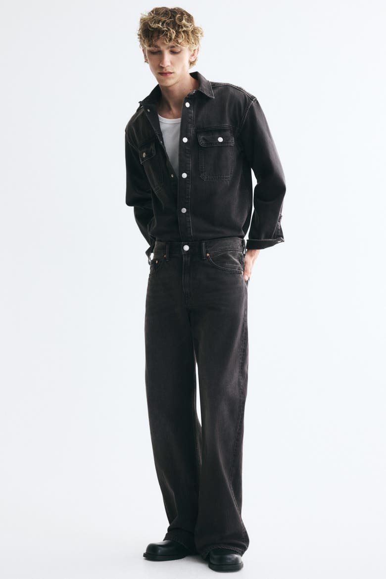 Relaxed Bootcut Jeans, Main, color, Denim black