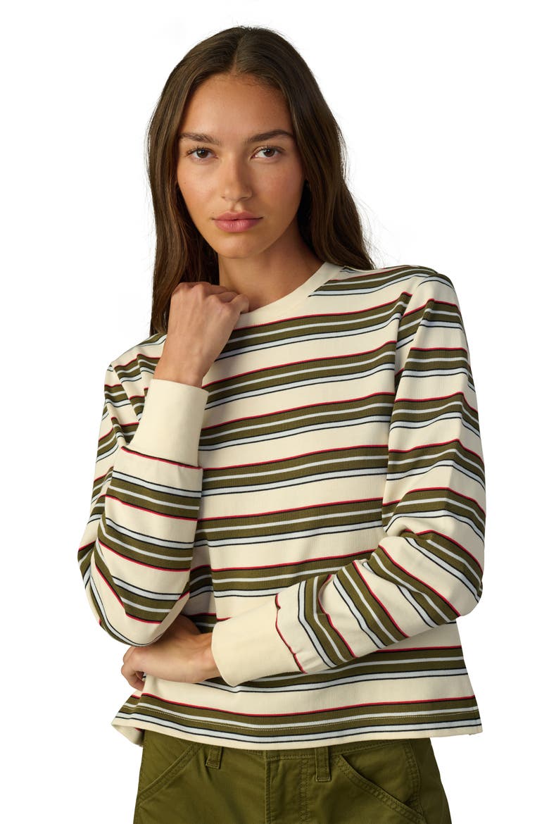 Stripe Long Sleeve Cotton T-Shirt, Alternate, color, IVY MULTI STRIPE