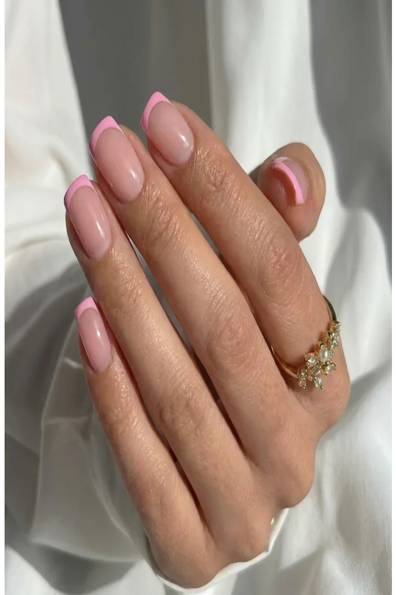Classic French Square Press On Nails, Alternate, color, Classic Pink