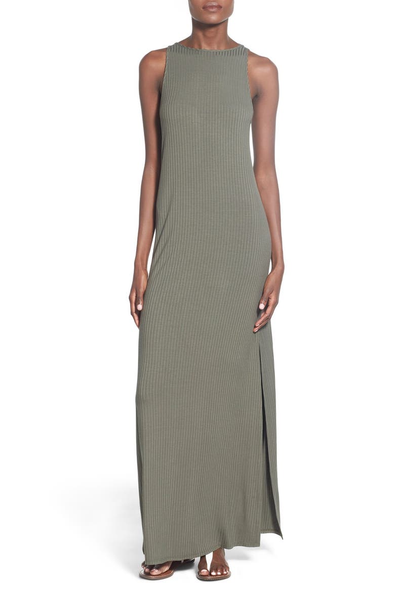 Ribbed Maxi Dress, Main, color, OLIVE