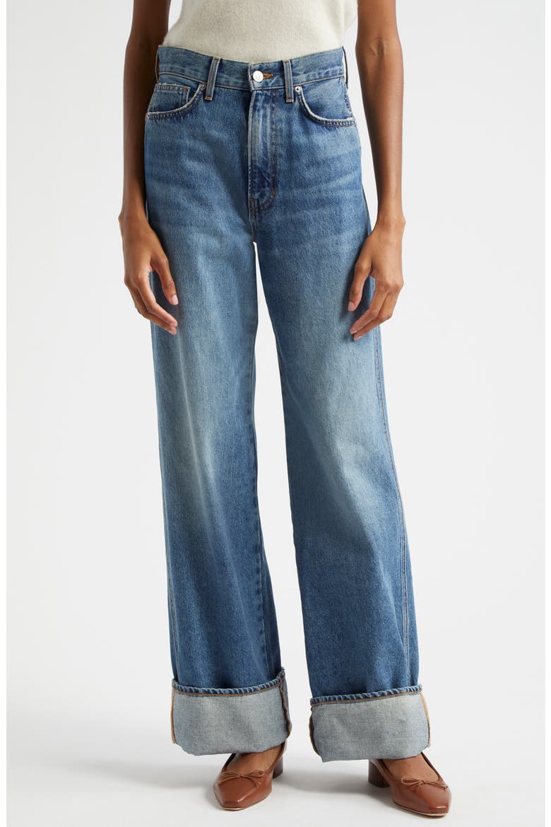 Taylor High Waist Wide Leg Cuffed Jeans, Main, color, REBEL STONE