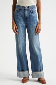 Veronica Beard Taylor High Waist Wide Leg Cuffed Jeans