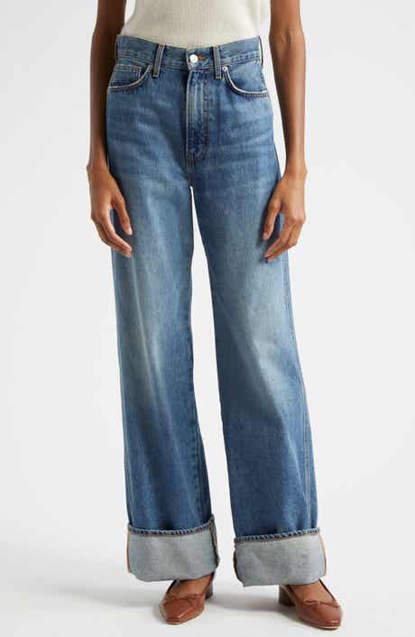 Veronica Beard Taylor High Waist Wide Leg Cuffed Jeans