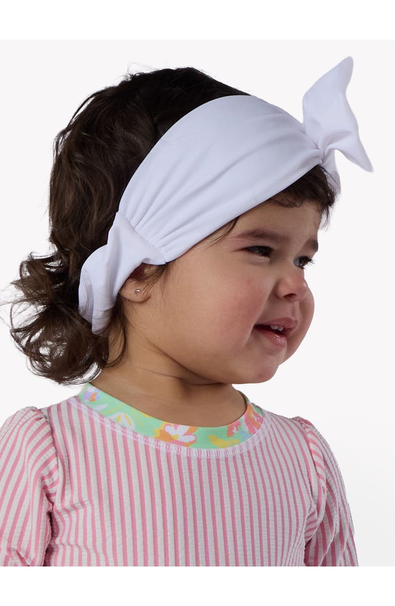 RuffleButts Girls UPF50+ Swim Bow Headband, Alternate, color, White