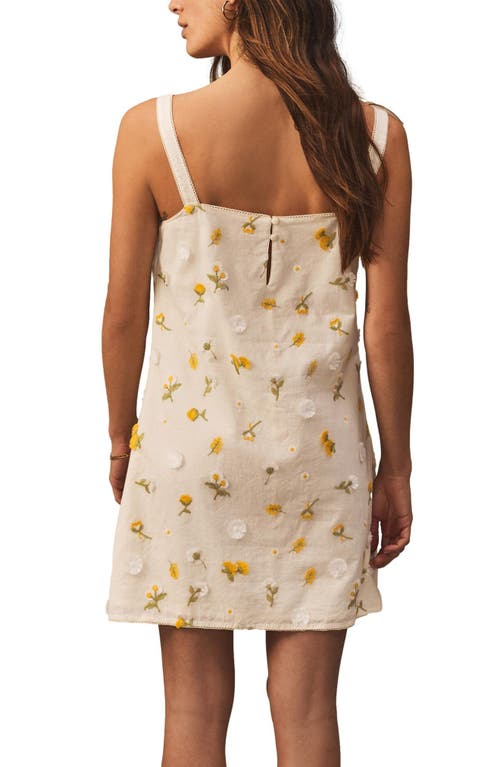 Next Floral Embroidered Cotton Minidress In Neutral