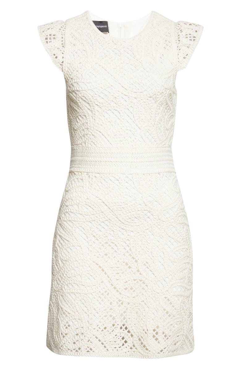 Giorgio Armani Crochet Sheath Dress, Alternate, color, Solid White