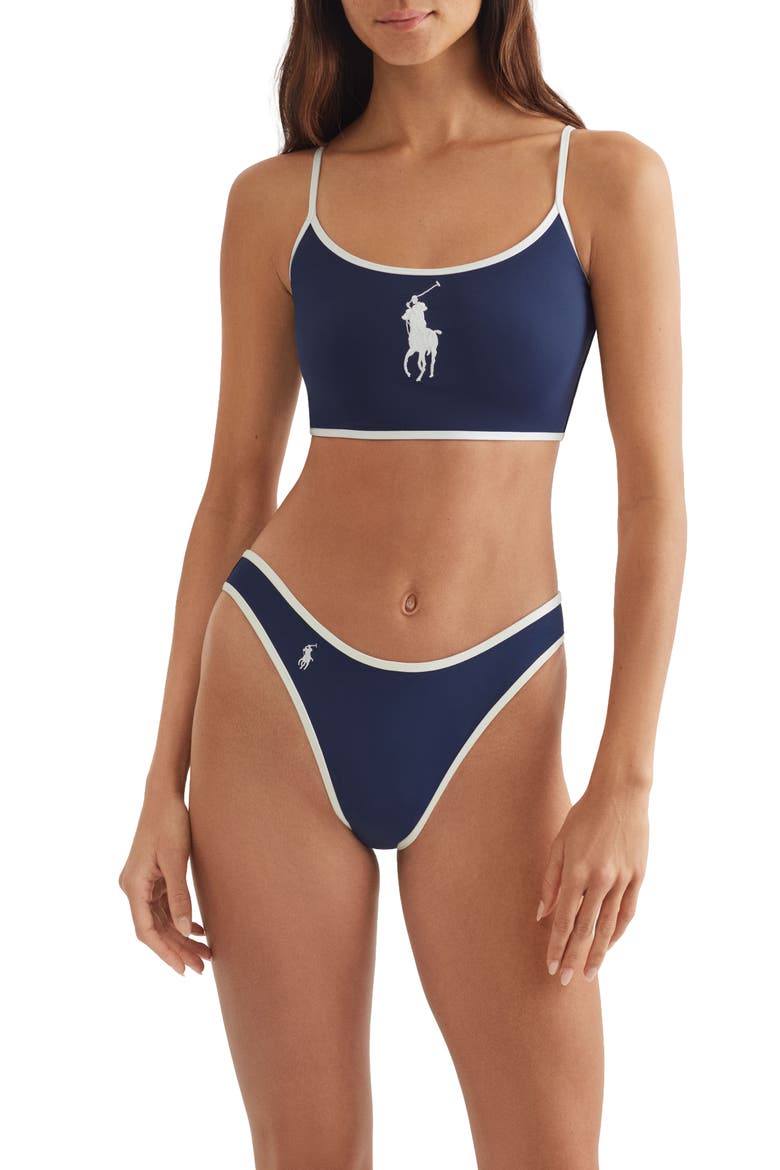 High Cut Scoop Bikini Bottoms, Alternate, color, NAVY
