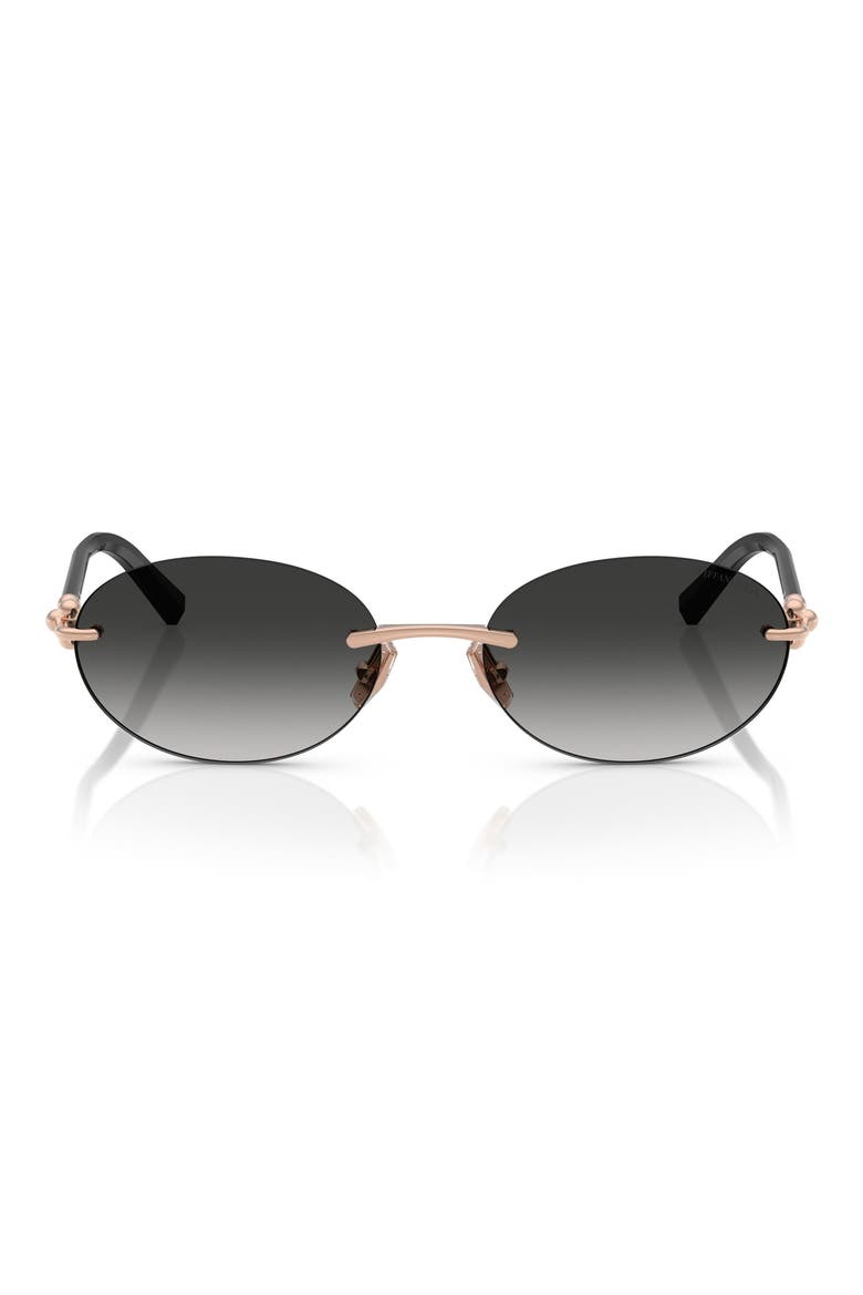 56mm Gradient Oval Sunglasses, Main, color, ROSE GOLD/ GREY GRADIENT