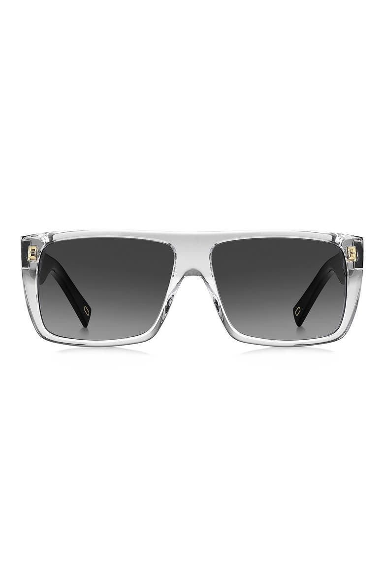 Gender Inclusive Marc Icon 57mm Gradient Flat Top Rectangular Sunglasses, Main, color, CRYSTAL BLACK