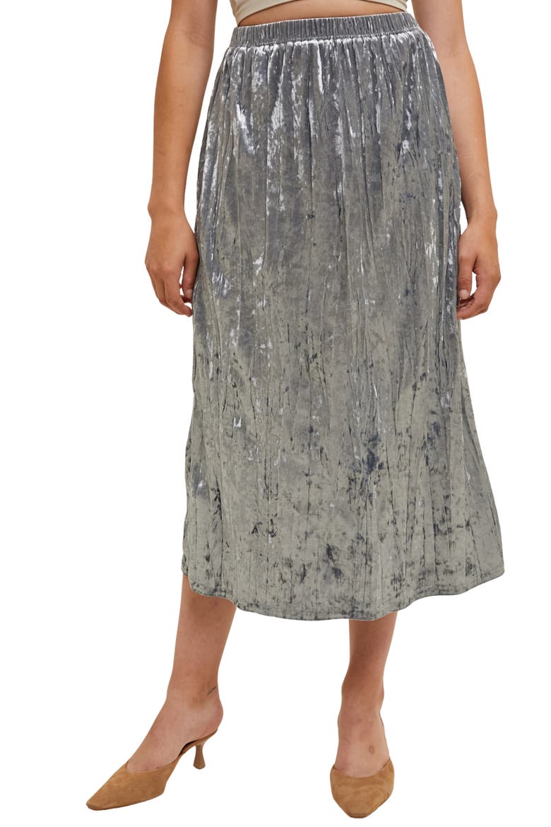 Crinkle Velvet Midi Skirt, Main, color, SLATE