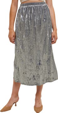 WISHLIST Crinkle Velvet Midi Skirt