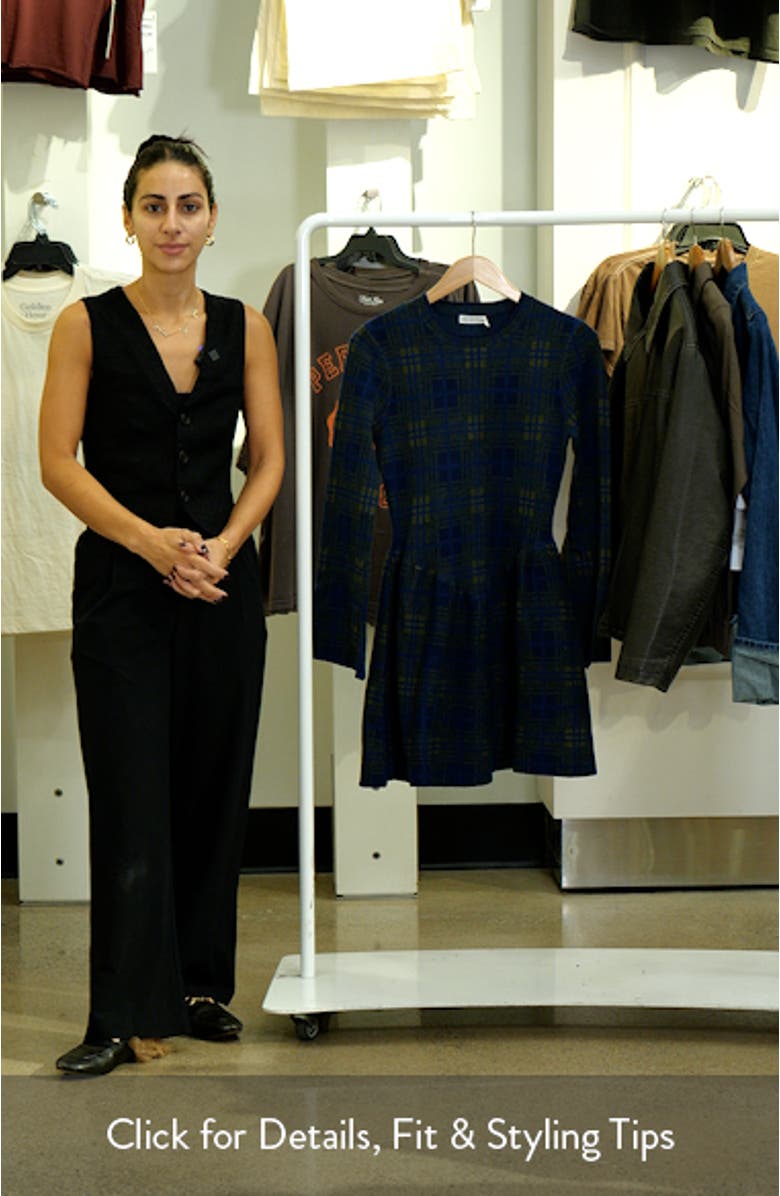 Basque Waist Long Sleeve Skater Sweater Dress, sales video thumbnail