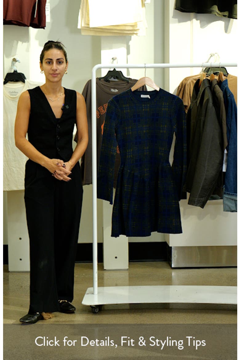 Basque Waist Long Sleeve Skater Sweater Dress video