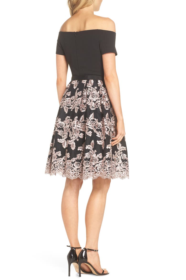 Off the Shoulder Party Dress, Alternate, color, BLACK/ BLUSH